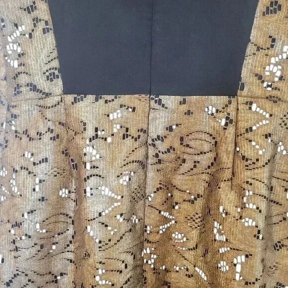 Banana Republic Women's Gold Lace Lined Sleeveless Shift Dress - Picture 10 of 12